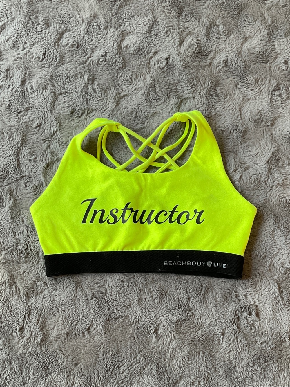 Beachbody Neon Yellow Instructor Crisscross Back Sports Bra